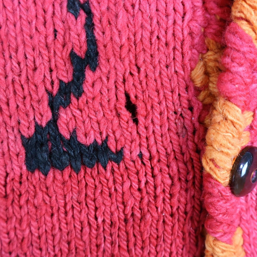 Vintage Amano Hand Knitted Wool Cardigan XL RARE Folk Dancing Boho Art To Wear - Picture 8 of 15